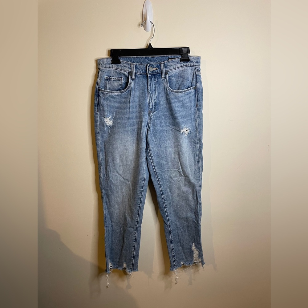 BlankNYC The Madison Crop High-Rise Cropped Distressed Jeans Raw Hem